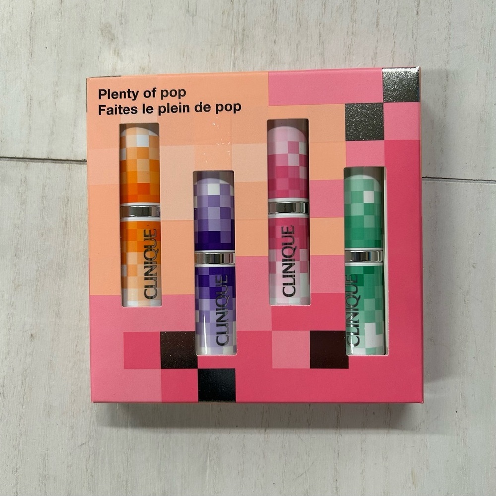 NWT Clinique Plenty of Pop Lipstick Gift Set 4 PC Longwear‎ Shine